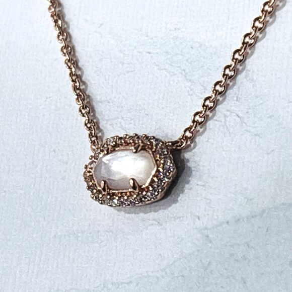 Kendra Scott Chelsea Necklace Mother of Pearl Pendant Rose Gold Tone NEW - Picture 5 of 10